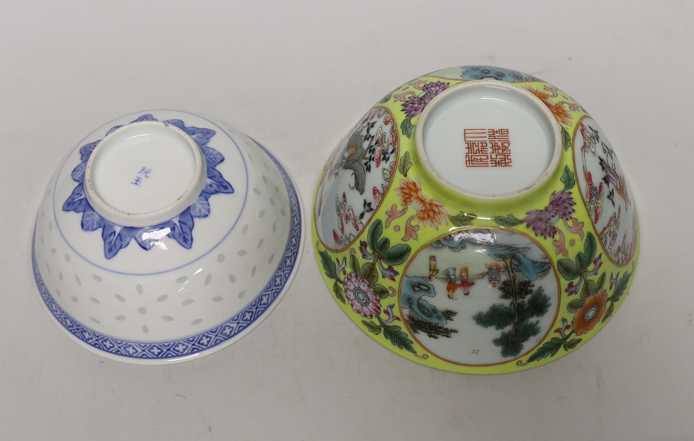 A group of seven Chinese porcelain bowls, largest 15cm diameter